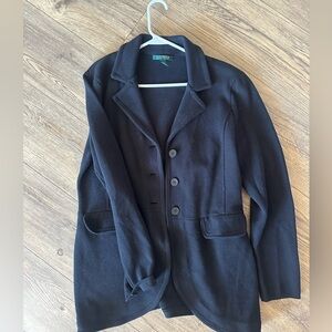 LAUREN Ralph Lauren Women's Black Blazer size L 100% cotton
